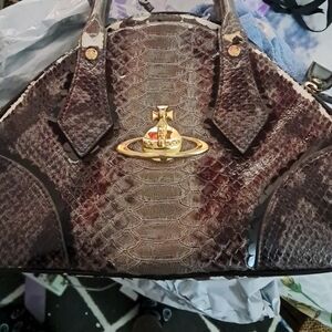 Vivienne Westwood Black and Gold Textured Satchel